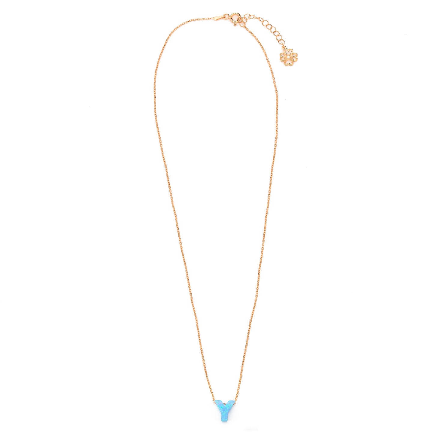 Alphabet Y Letter - Opal Necklace