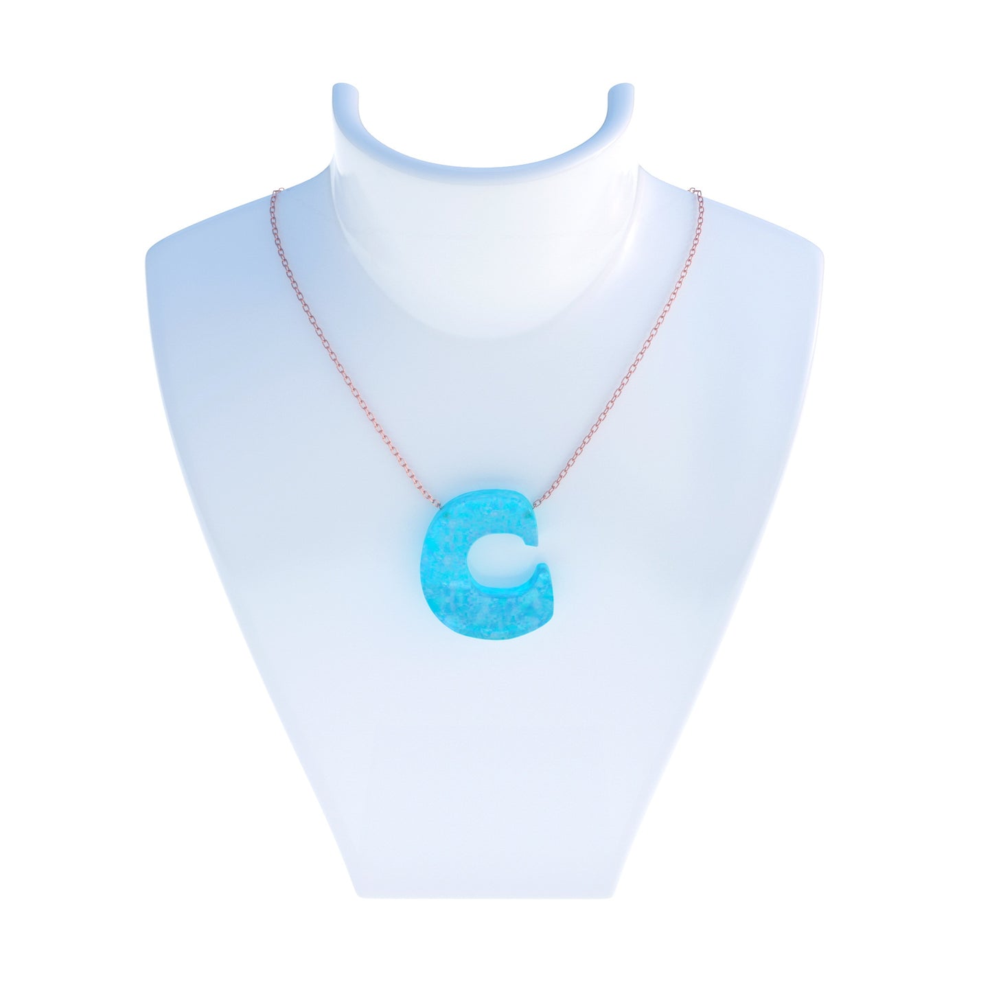 Alphabet C Letter - Opal Necklace