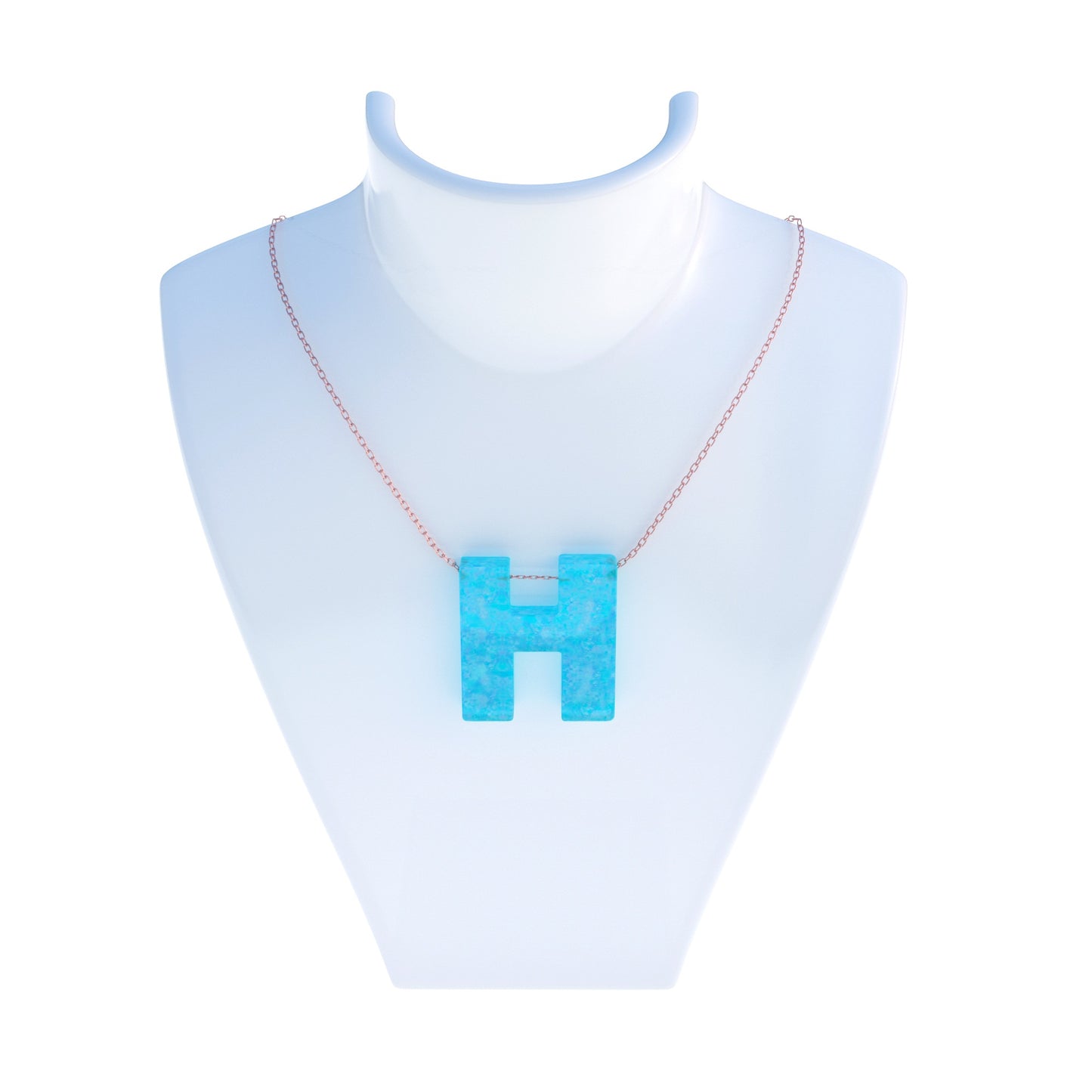 Alphabet H Letter - Opal Necklace