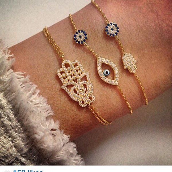 Hamsa Hand and Mini Evil Eye Bracelet