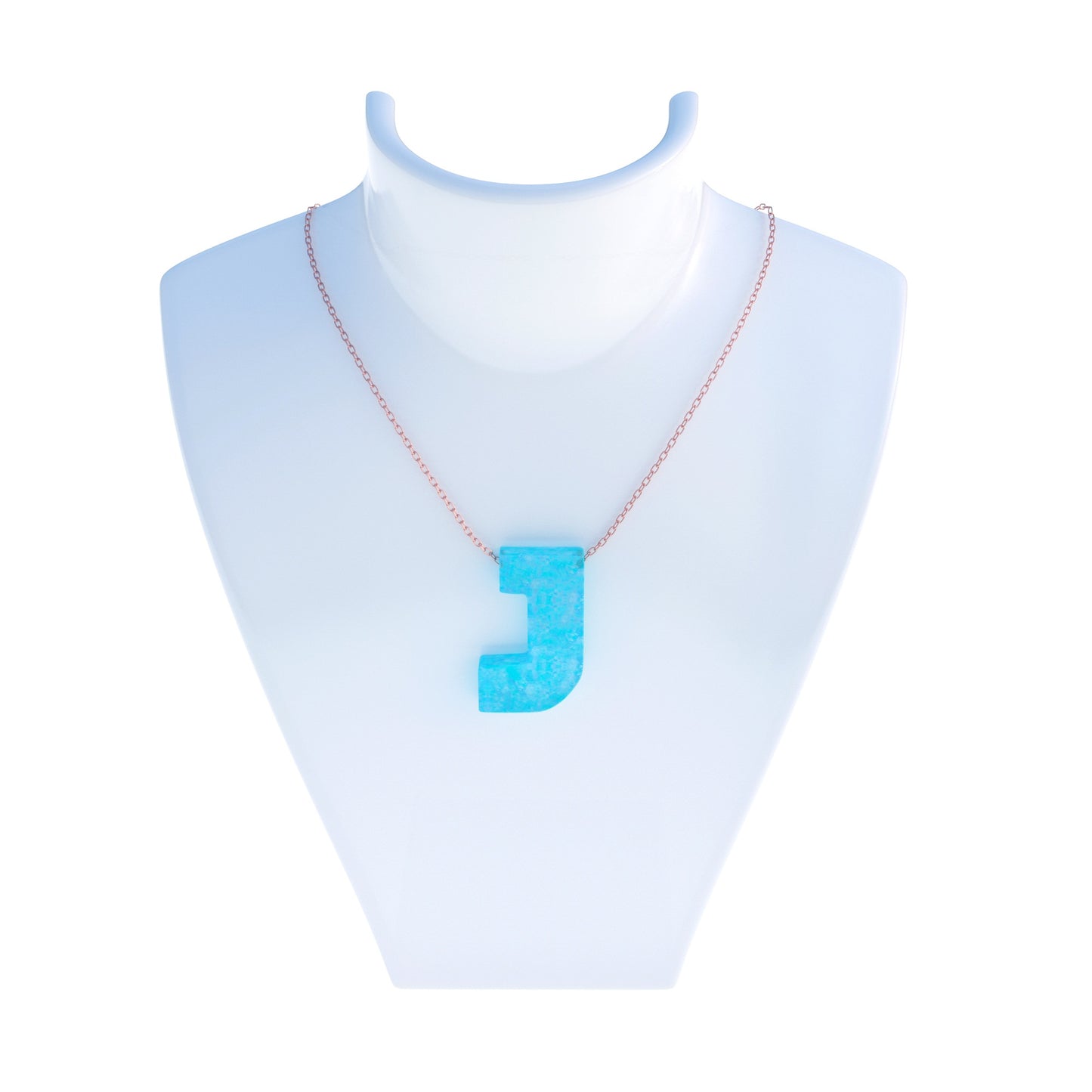 Alphabet J Letter - Opal Necklace