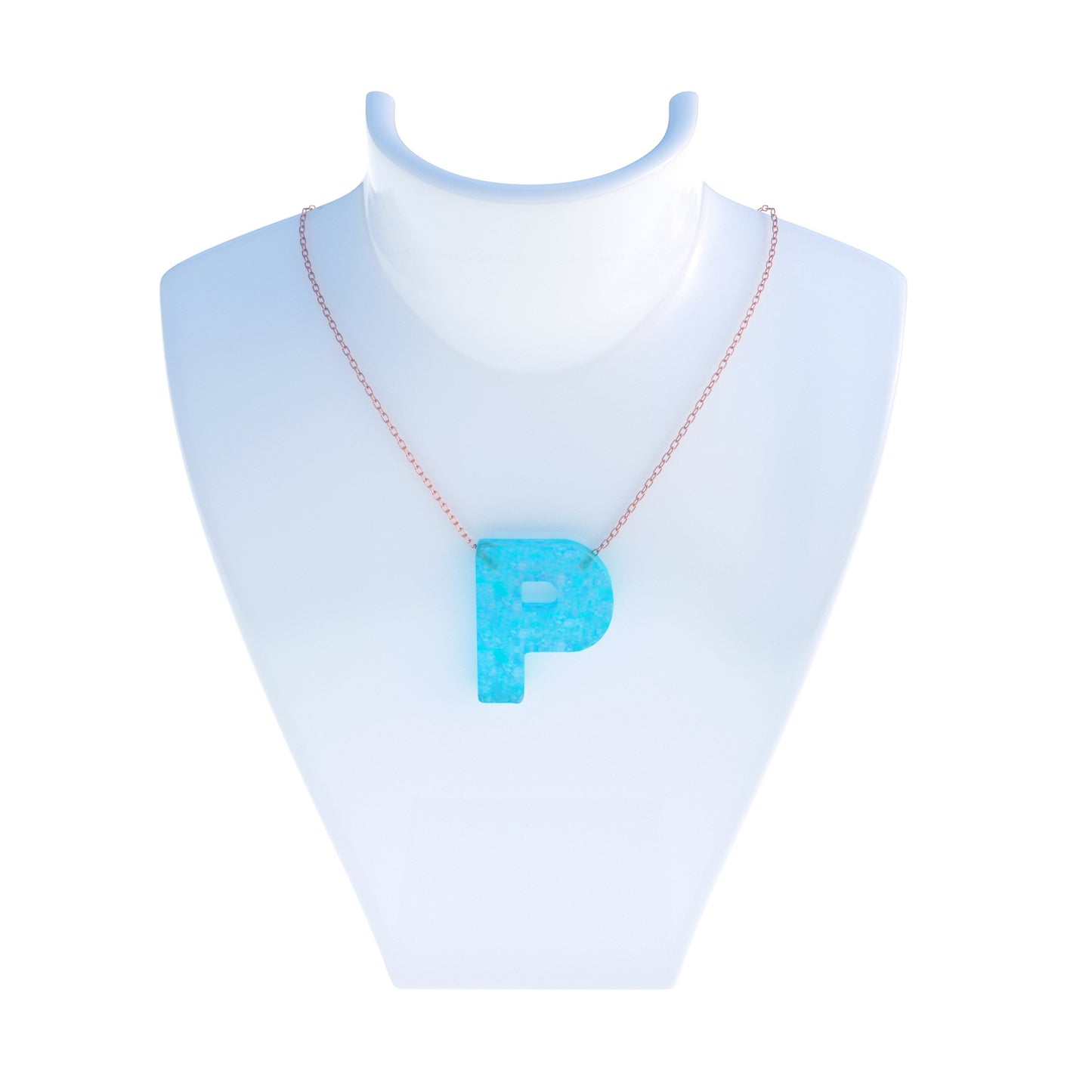 Alphabet P Letter - Opal Necklace
