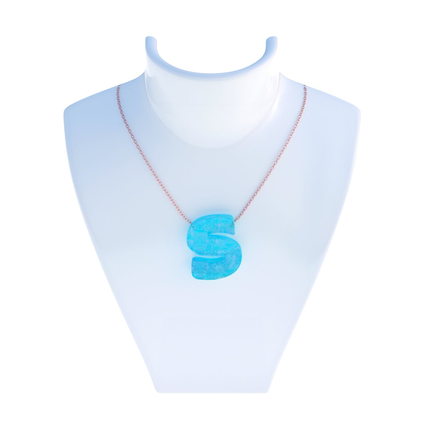 Alphabet S Letter - Opal Necklace