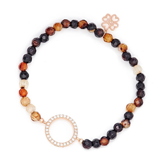 Ruby Beaded Bracelet with Crystal Circle of Life® Charm