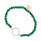 Green Jade Beaded Bracelet with Crystal Circle of Life Charm