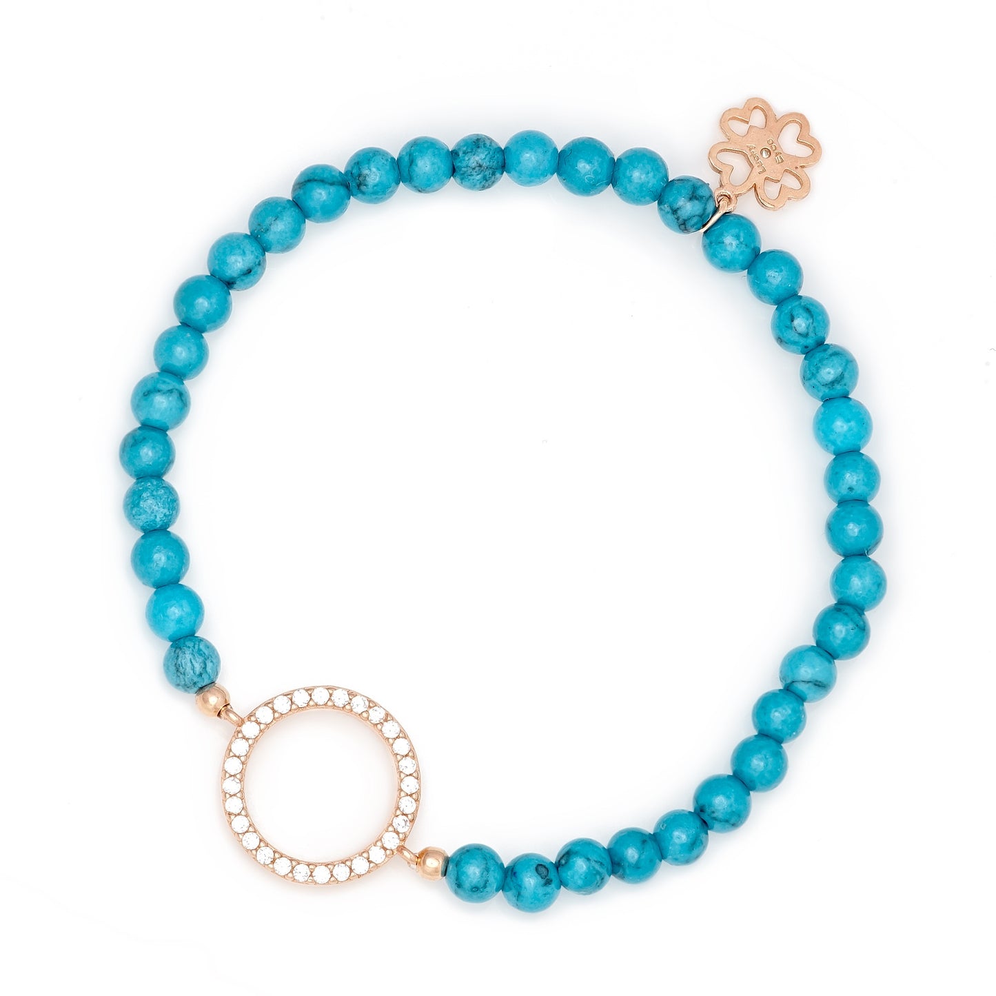 Turquoise Beaded Bracelet with Crystal Circle of Life® Charm