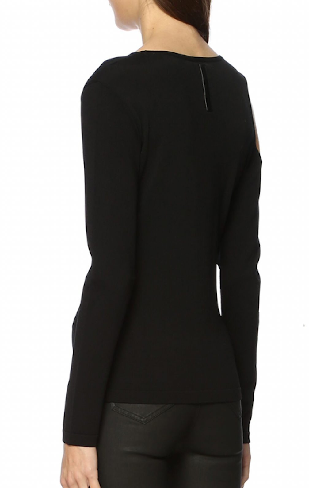 Isla Slim Fit Black and White Top with Shoulder Detail