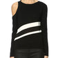 Isla Slim Fit Black and White Top with Shoulder Detail