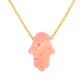 Pink or Green Opal Hamsa Hand Necklace