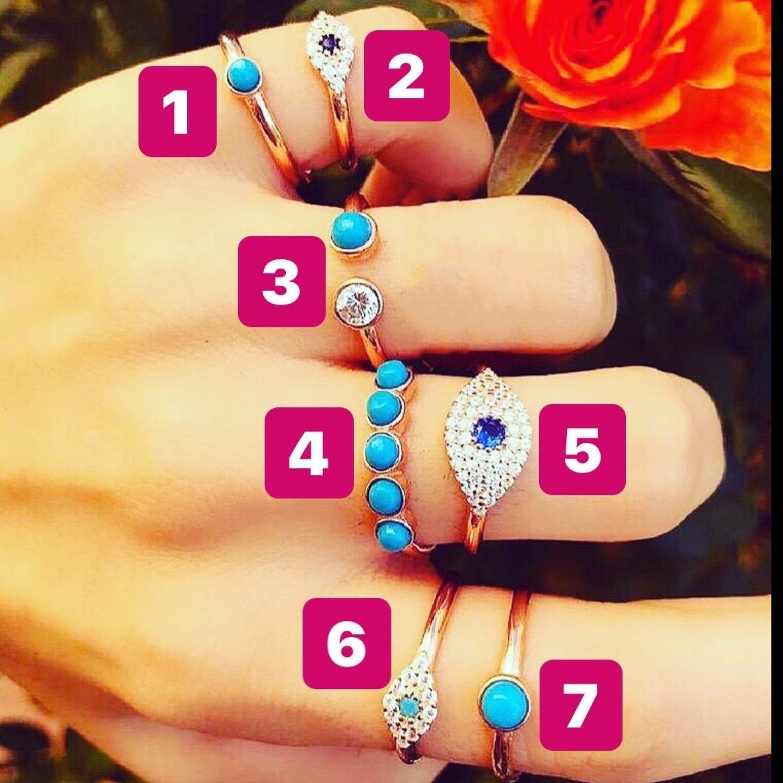 New 'Ibiza Vibes' Turquoise Rings