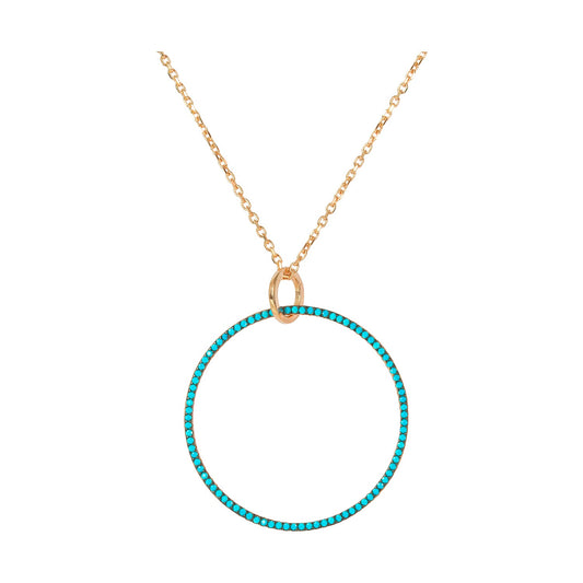 80cm Long Necklace With XL Turquoise Circle - 'Ibiza Vibes' Collection