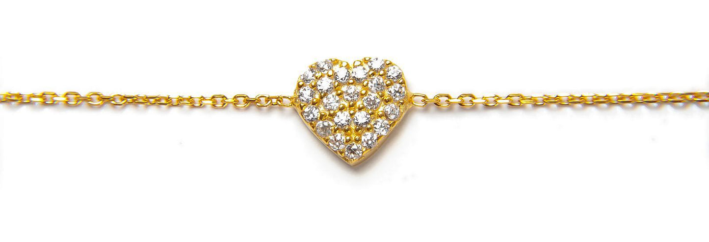 Heart Bracelet with cz crystals encrusted