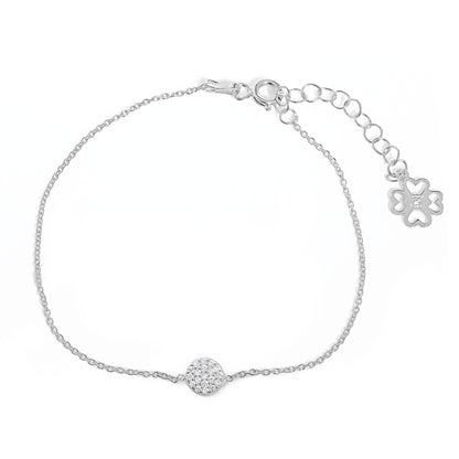Mini Tiny Disk Bracelet with Clear CZ Stones / Stackable