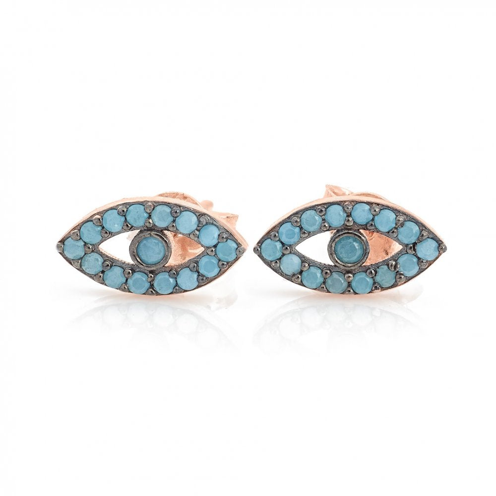Turquoise Eye Shape Stud Earrings - 'Ibiza Vibes'