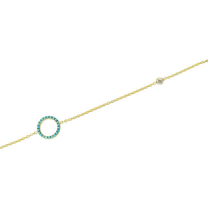 Turquoise Long Mayfair Necklace with Small "Circle of Life" and 3.5mm Crystals
