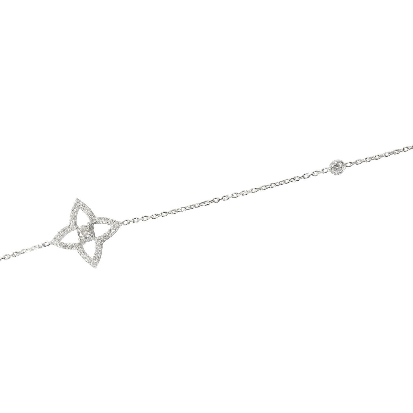 Crystal Lucky Quatrefoil Flower Long Necklace