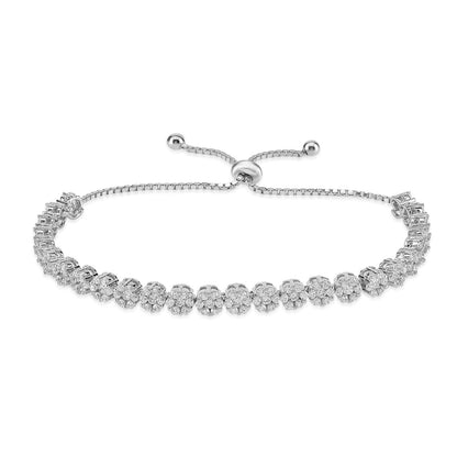 Lucky Eyes Classic Tennis Bracelet - Pave Set Delicate Crystal Flower Design