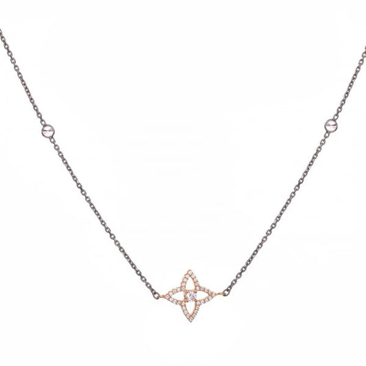 Limited Edition Long Lucky diamond shape flower necklace