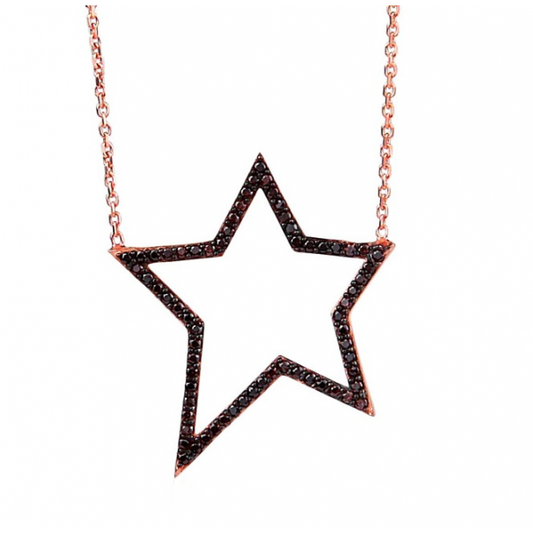 Star Necklace With Black Crystals