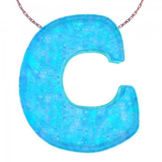 Alphabet C Letter - Opal Necklace