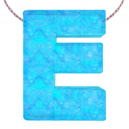 Alphabet E Letter - Opal Necklace