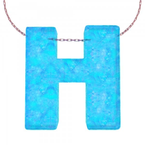 Alphabet H Letter - Opal Necklace