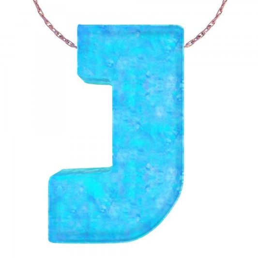 Alphabet J Letter - Opal Necklace