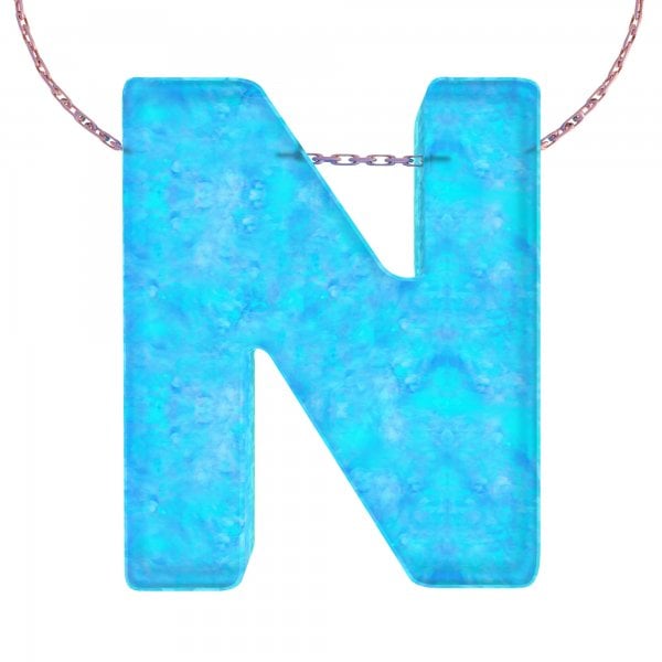 Alphabet N Letter - Opal Necklace