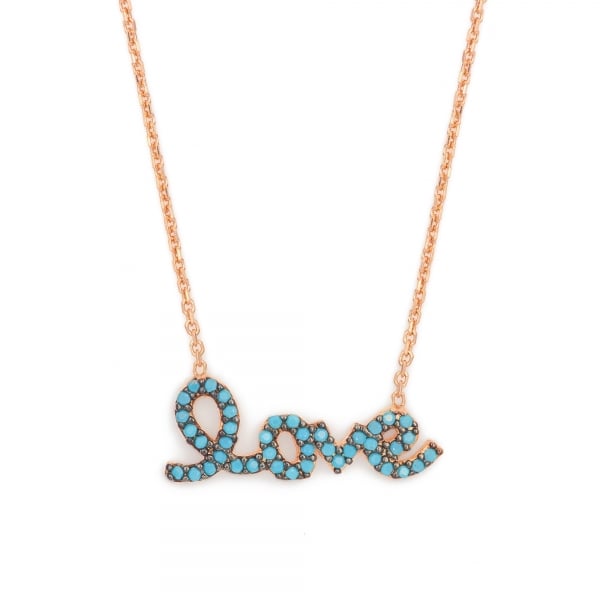 Turquoise "love" Scripted Necklace - 'Ibiza Vibes' Collection