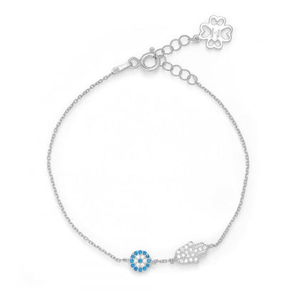 Hamsa Hand and Mini Evil Eye Bracelet