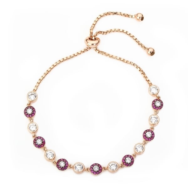 Chaton Framed Pink And Clear Crystal Pavé Tennis Bracelet, Creating A Beautiful Sparkle