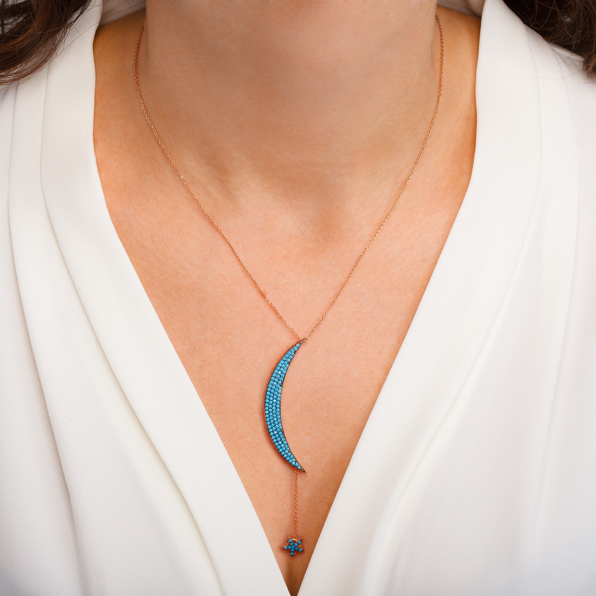 Turquoise hot sale moon necklace