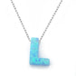 Alphabet L Letter - Opal Necklace