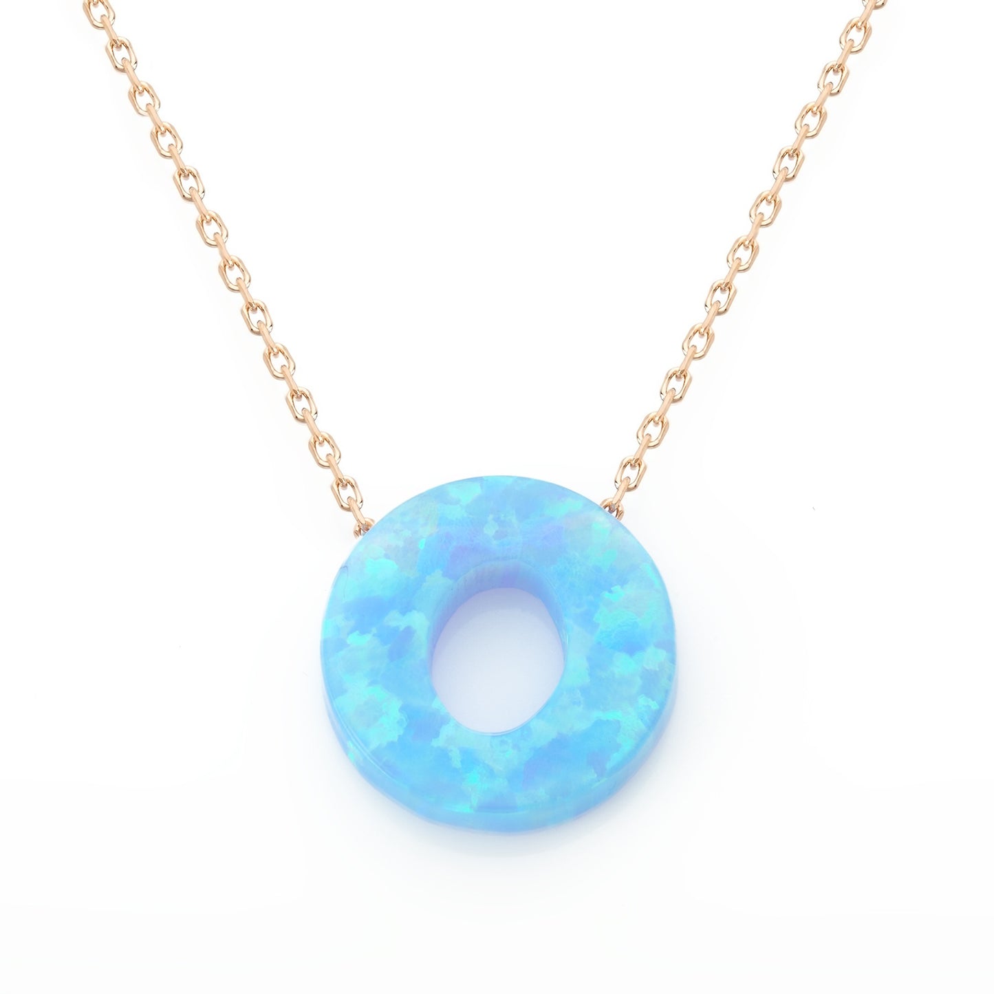 Alphabet O Letter - Opal Necklace