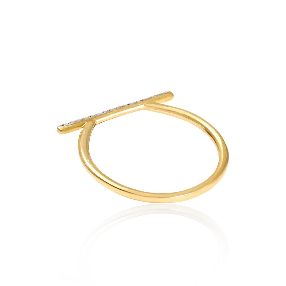 Diamond Nicky T bar ring in 9ct Yellow Gold - Various Sizes