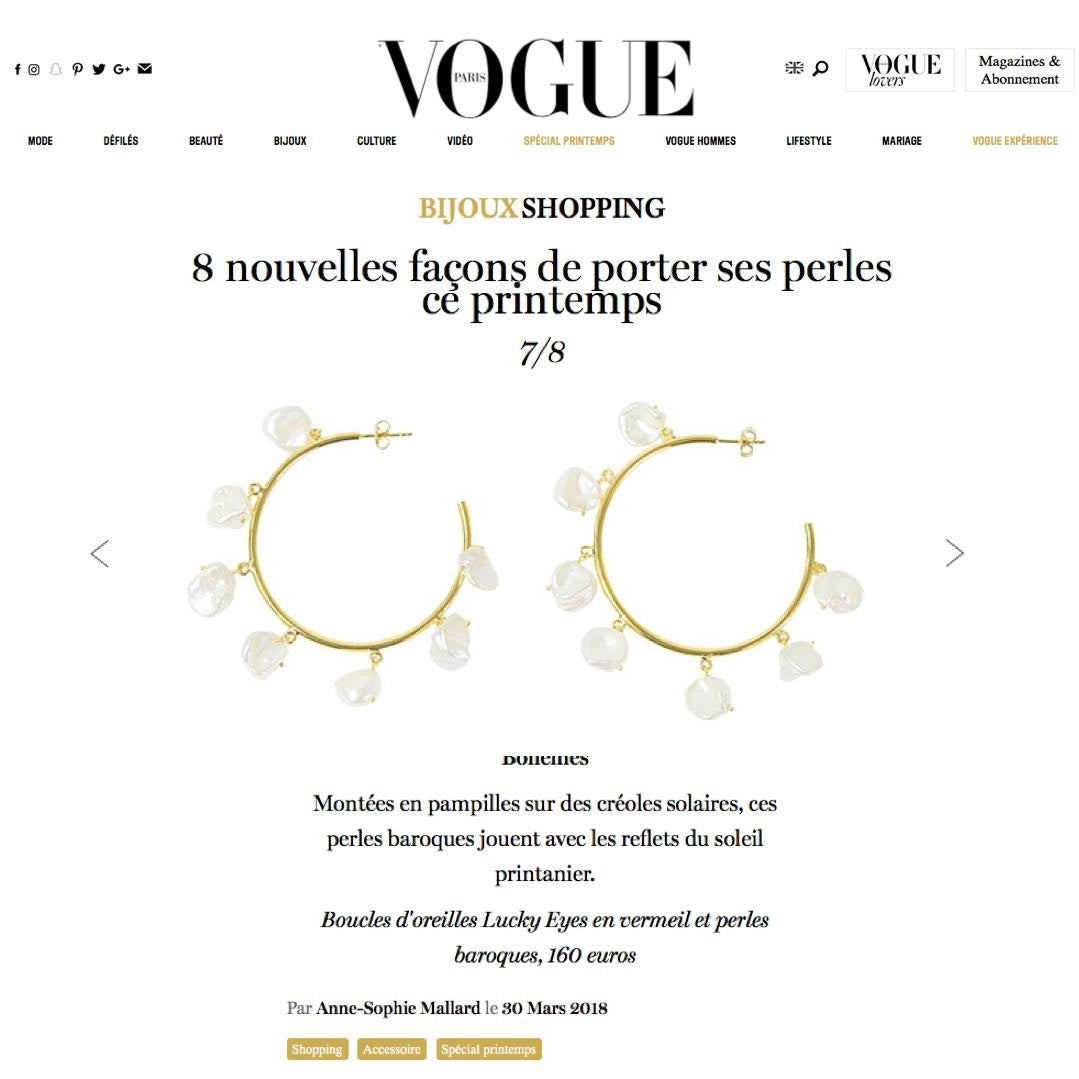 Baroque Pearl Large Hoops as seen in Vogue Paris