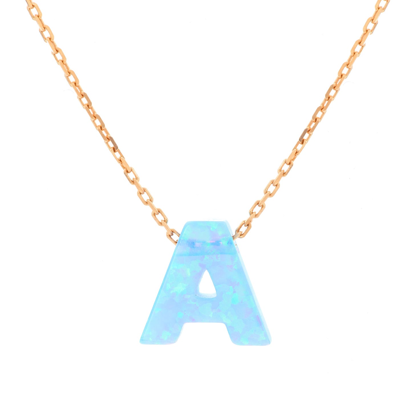 Alphabet A Letter - Opal Necklace