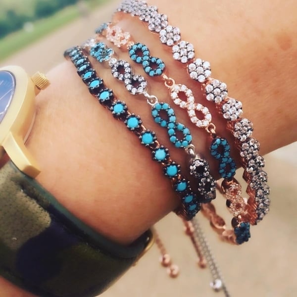 Turquoise Tennis Bracelet in Rose Gold Vermeil Only Ibiza Vibes